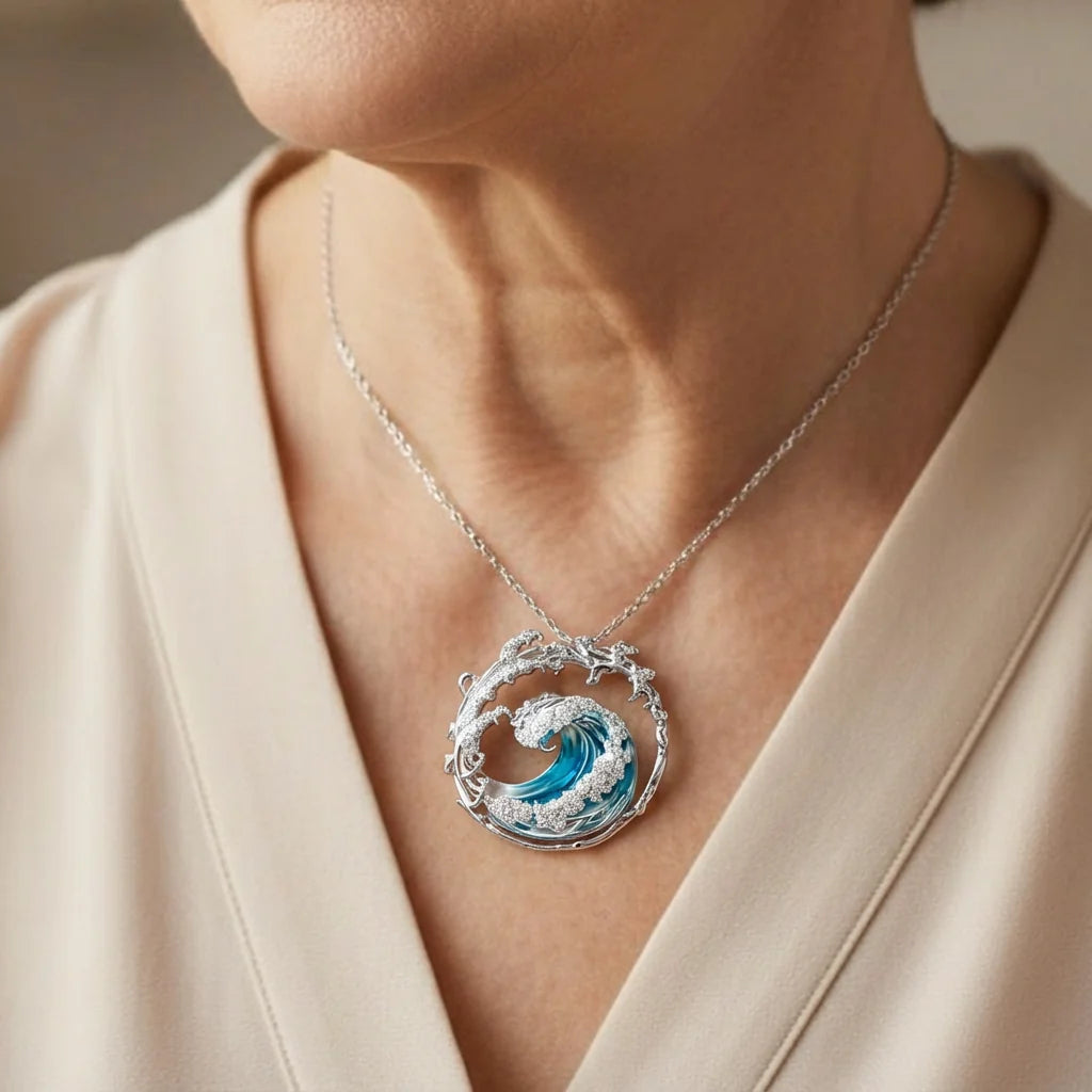 Ocean Wave Pendant Necklace
