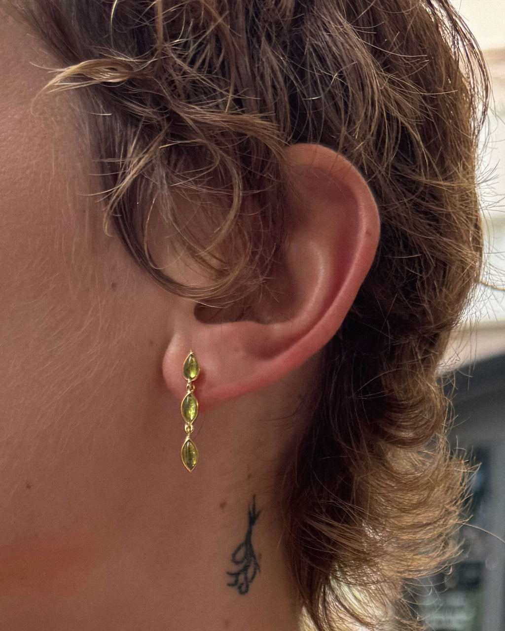 Green Marquise Drop Earrings