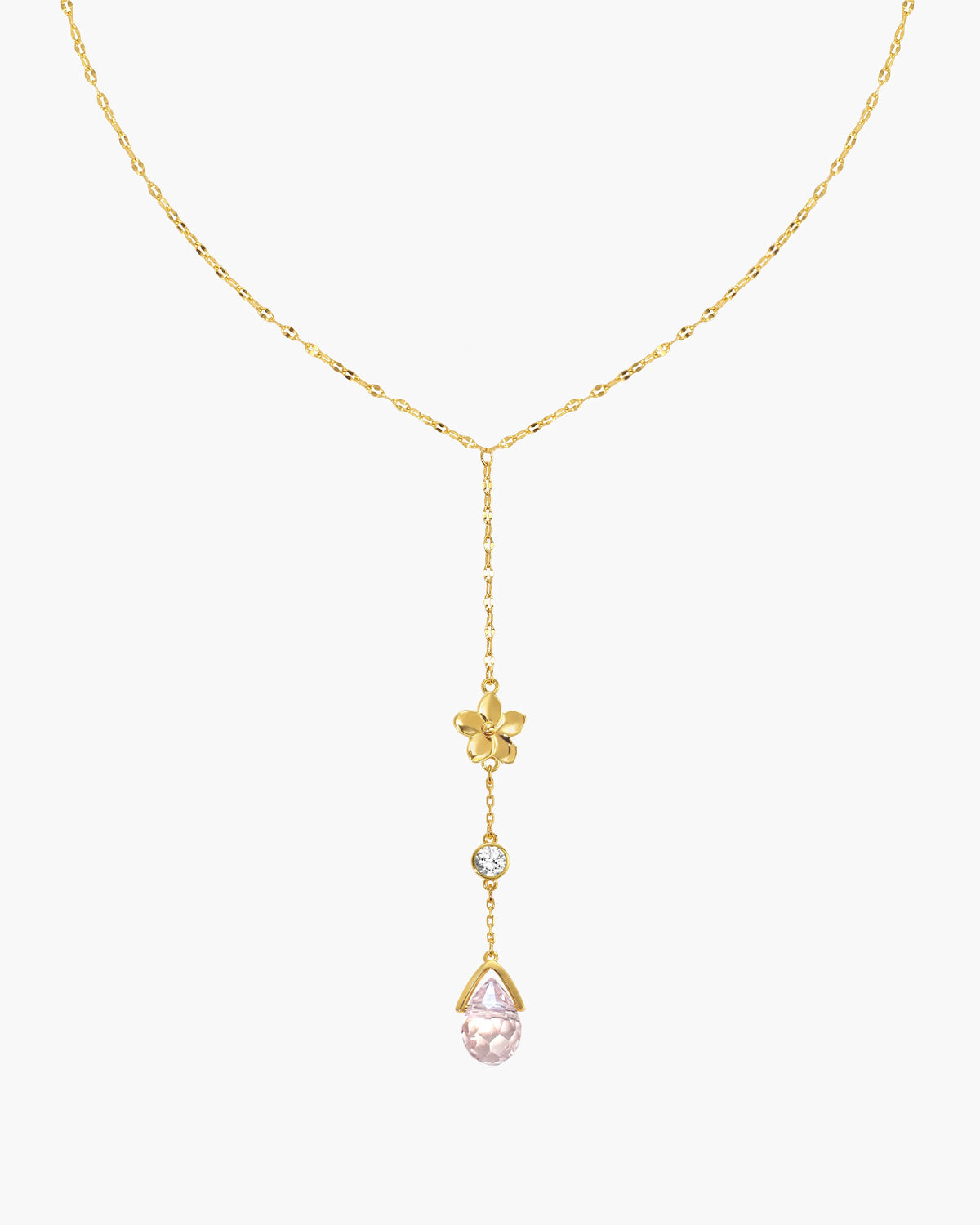 Pink Drop Lariat Necklace