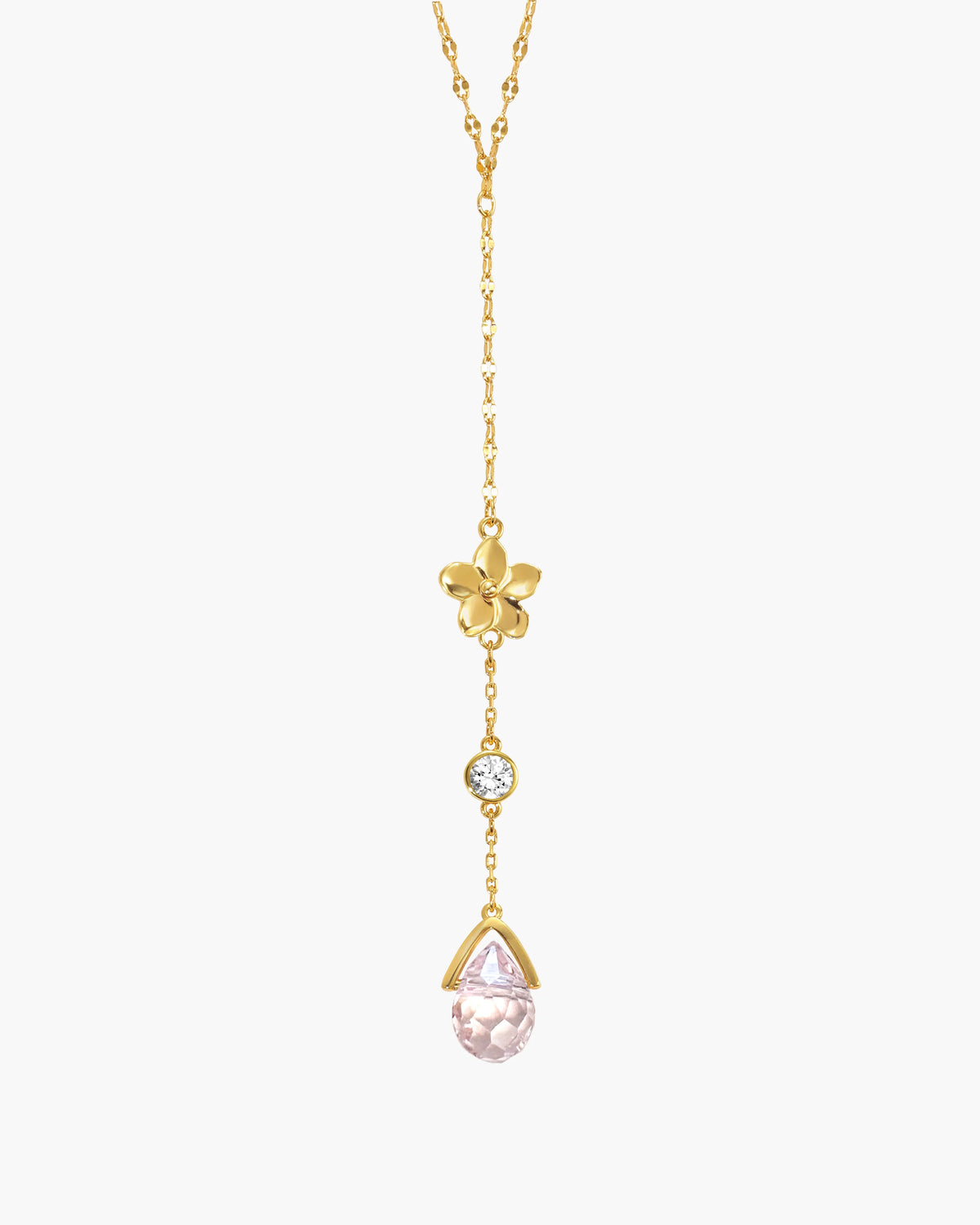 Pink Drop Lariat Necklace