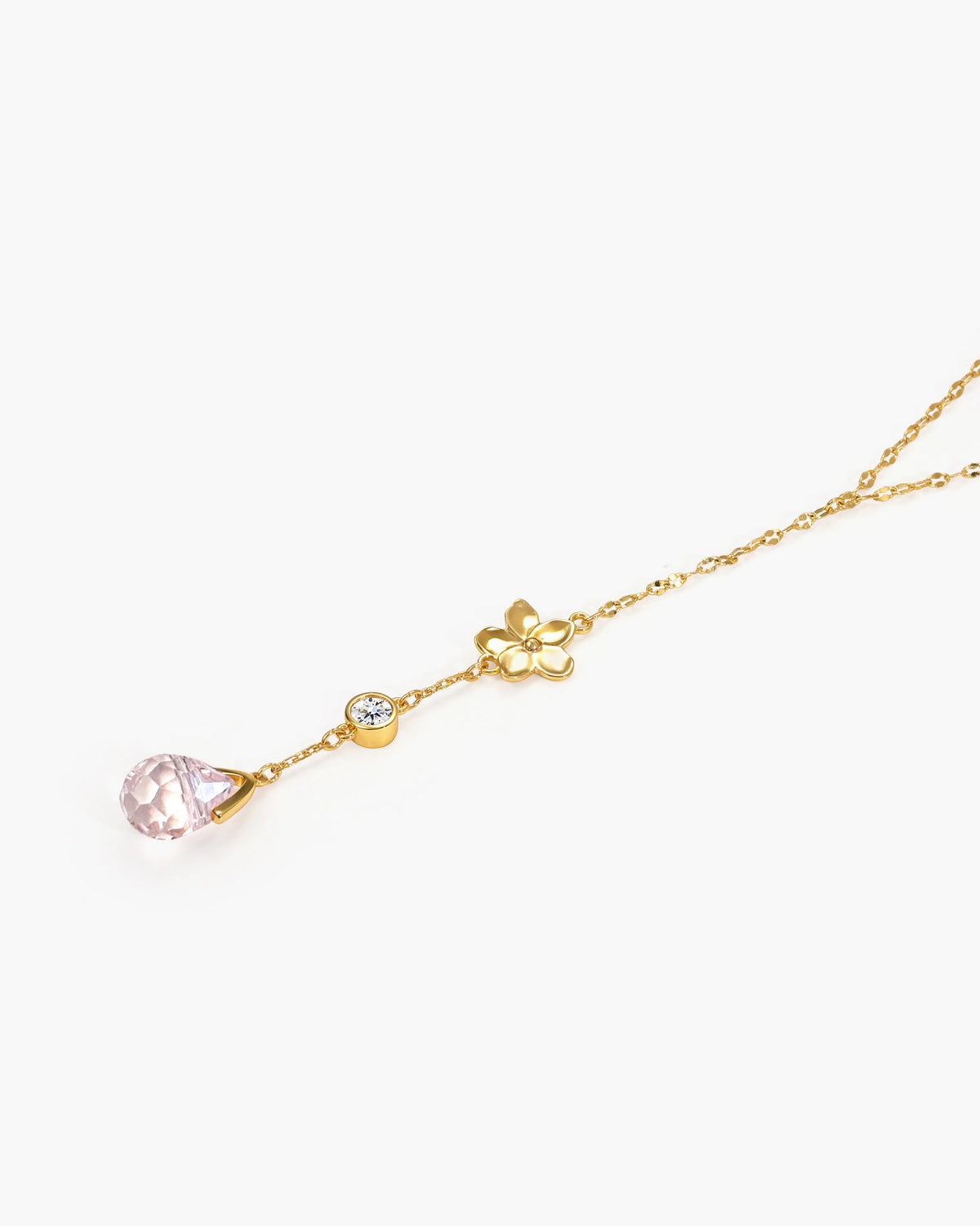Pink Drop Lariat Necklace