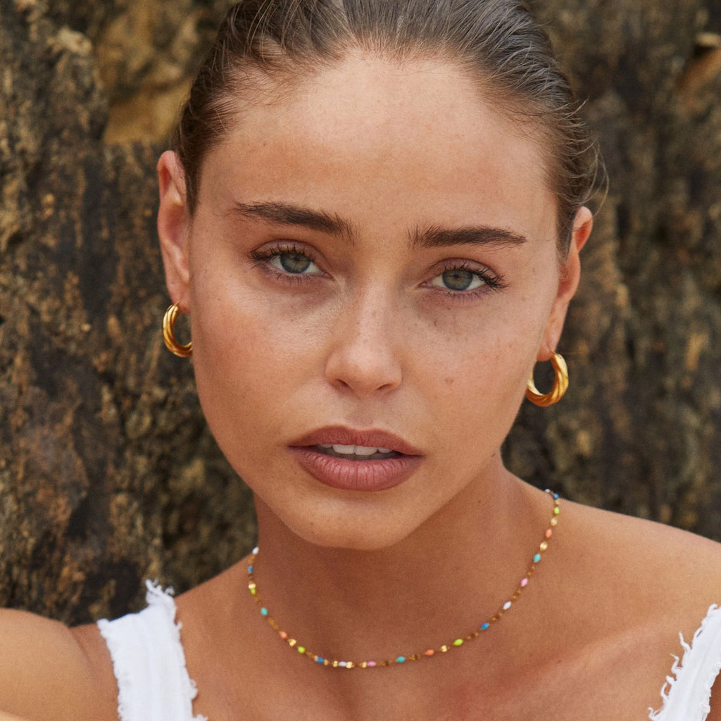 Rainbow Beaded Choker Necklace