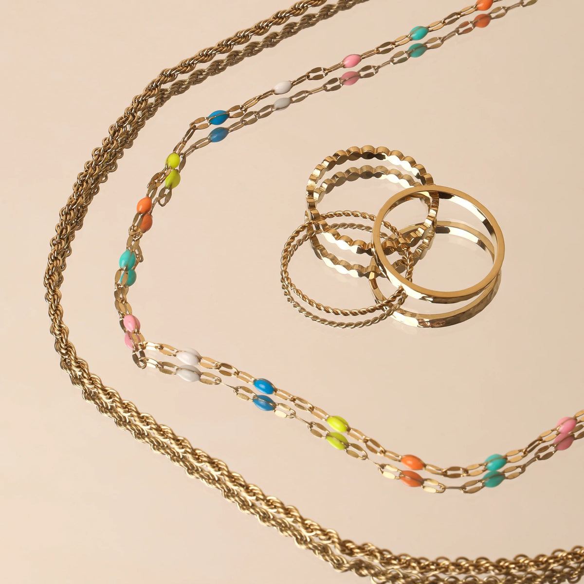 Rainbow Beaded Choker Necklace