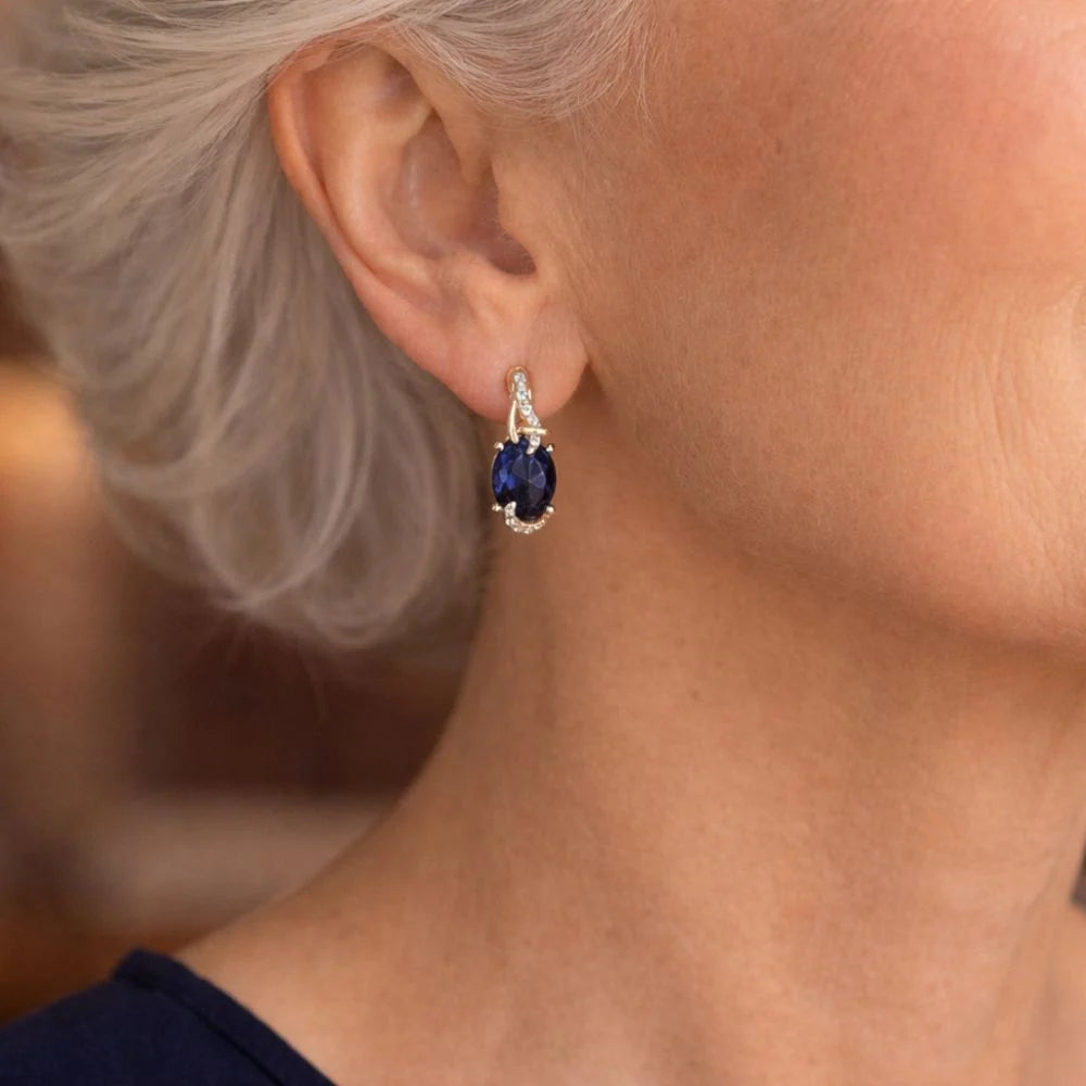 Blue Oval Drop Earrings