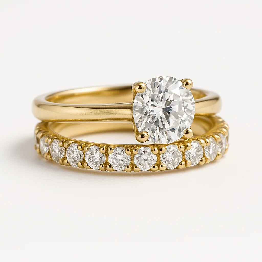 Solitaire Bridal Engagement Ring Set
