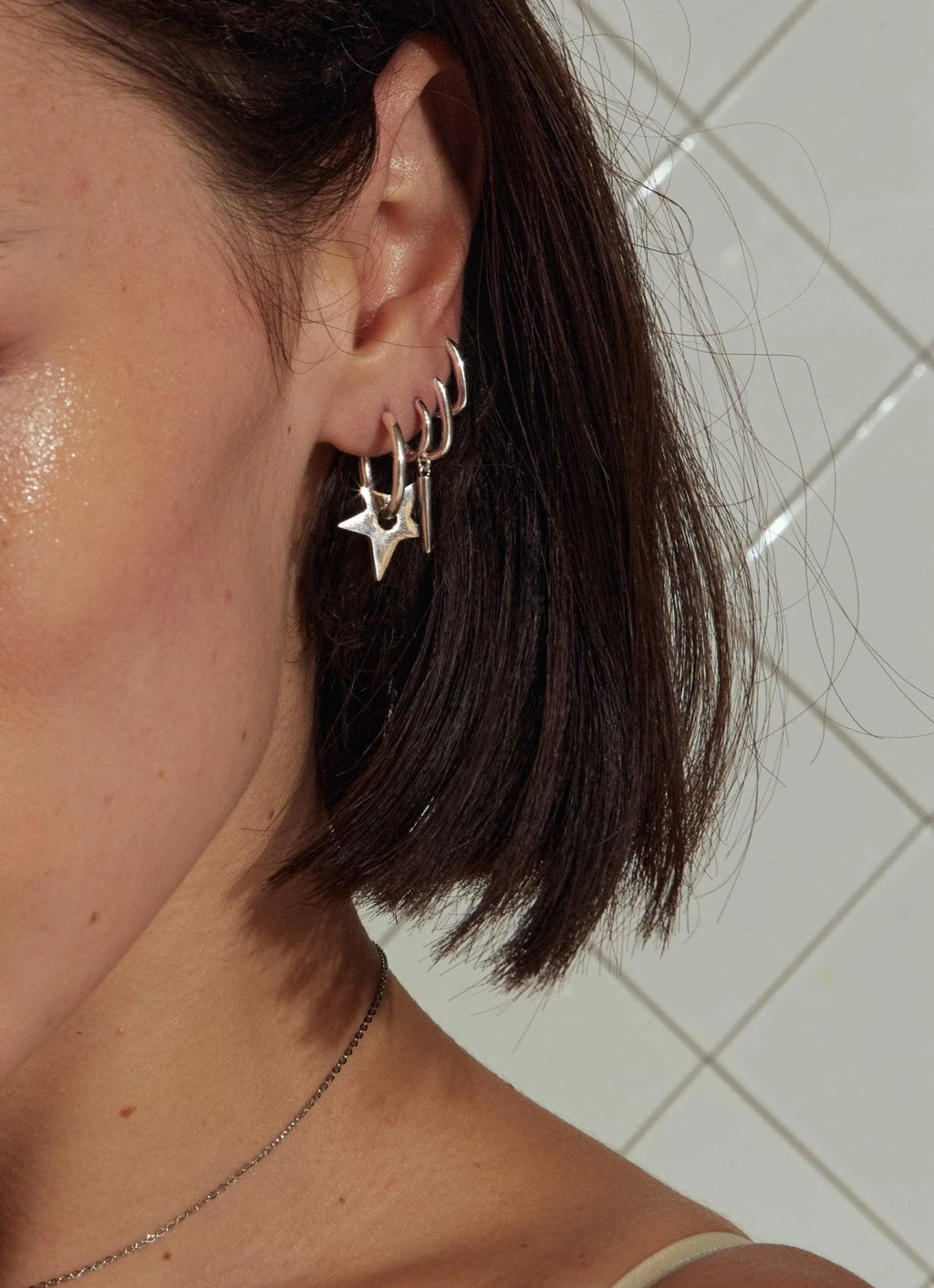Star Charm Hoop Earrings