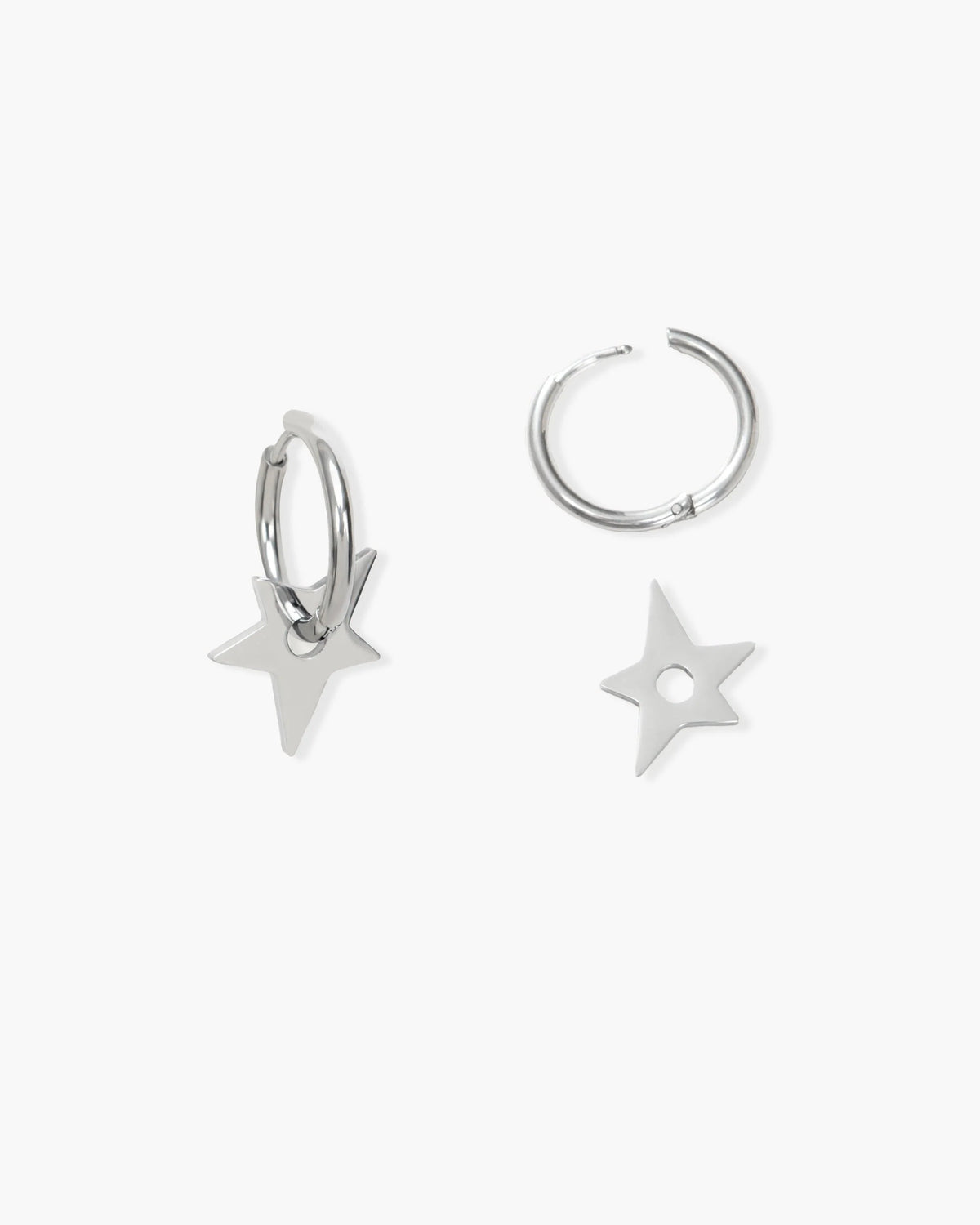 Star Charm Hoop Earrings