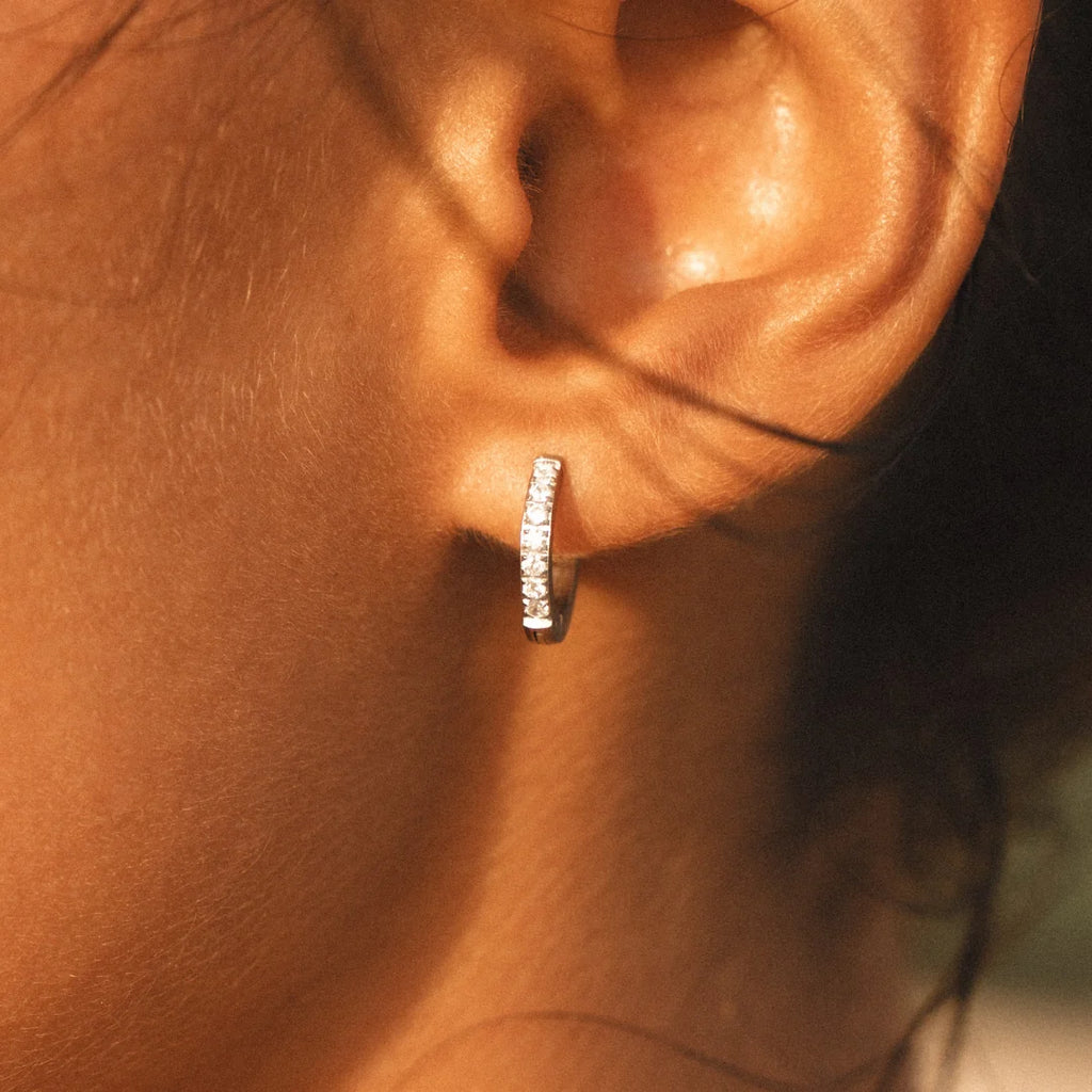 Tiny Sparkle Huggie Hoop Earrings
