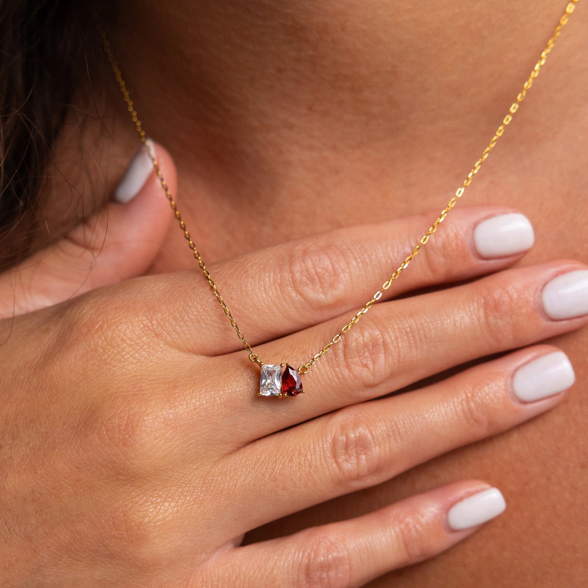 Dainty Two-Stone Birthstone Necklace