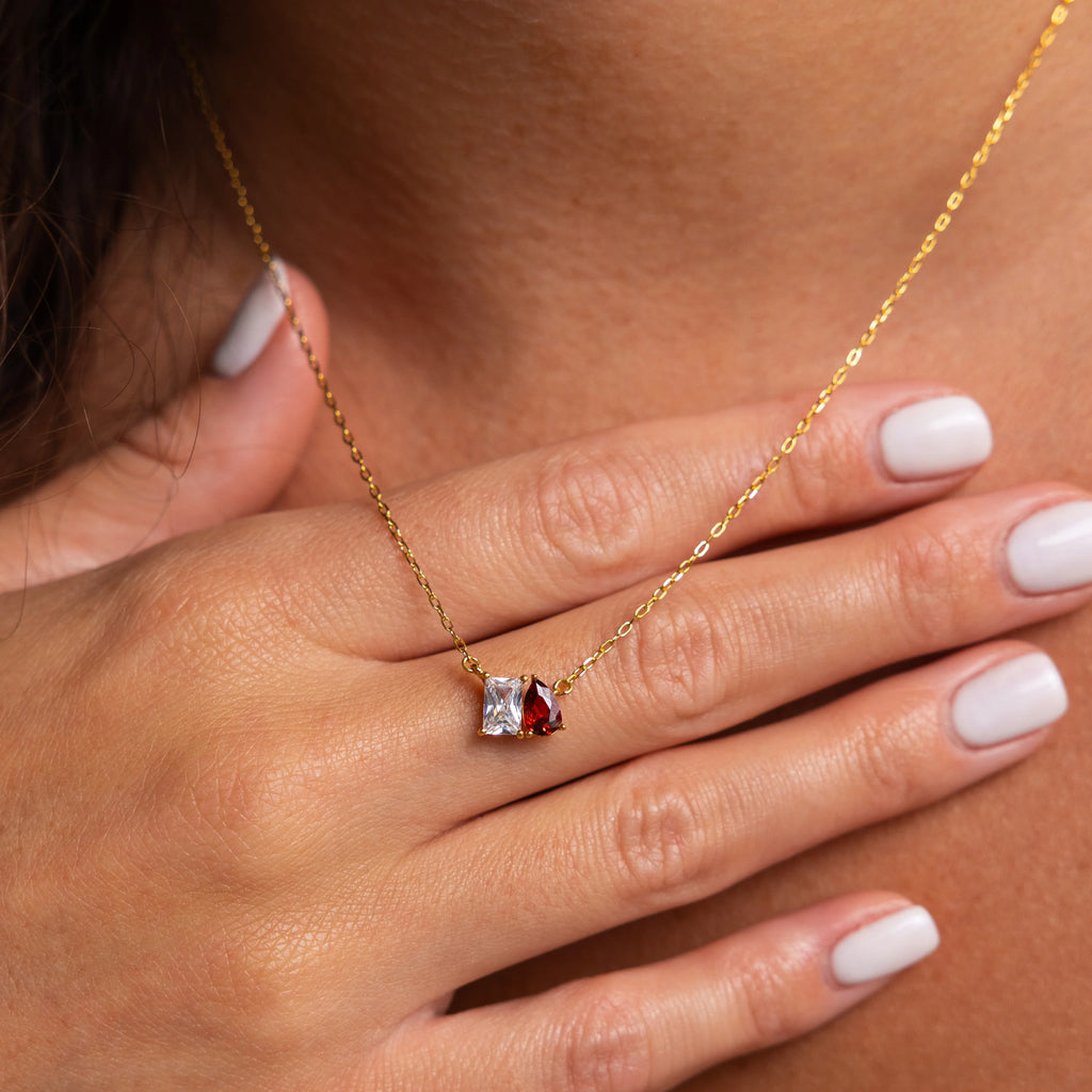 Dainty Two-Stone Birthstone Necklace