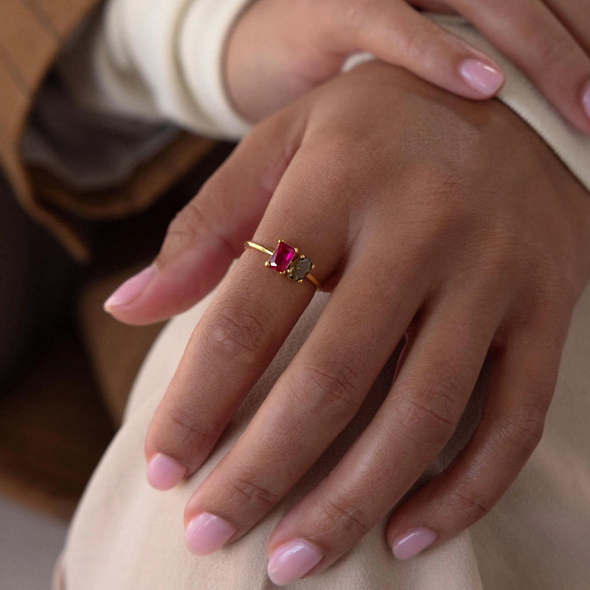 Oval Two-Stone Promise Ring