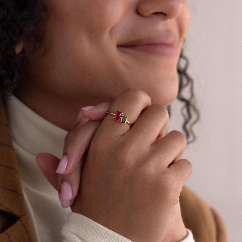 Oval Two-Stone Promise Ring