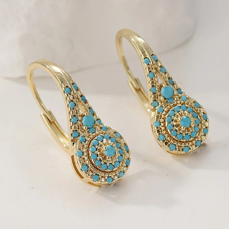 Blue Mosaic Teardrop Earrings