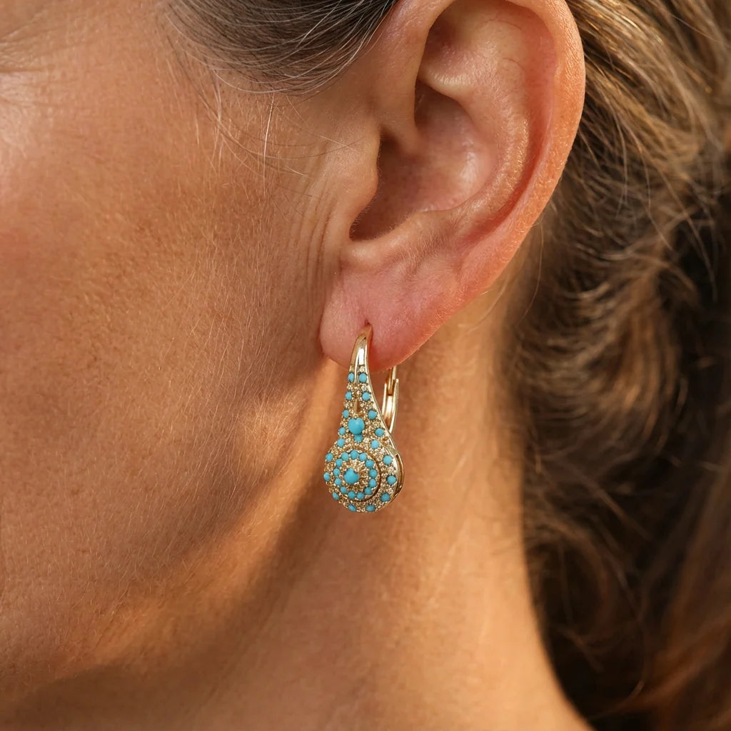Blue Mosaic Teardrop Earrings