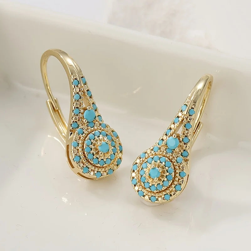 Blue Mosaic Teardrop Earrings