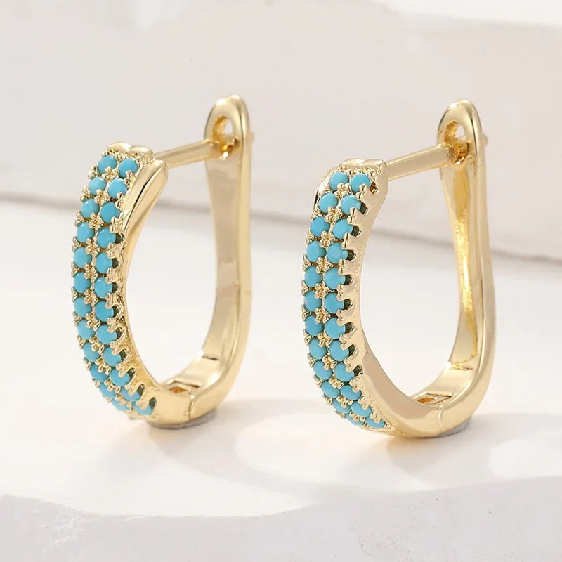 Blue Pavé Huggie Earrings