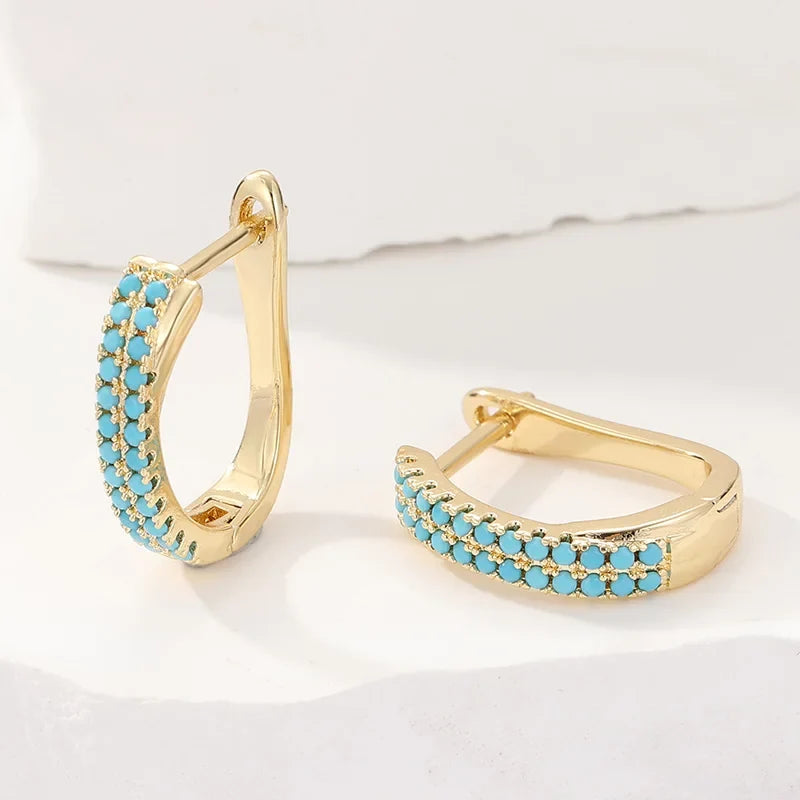 Blue Pavé Huggie Earrings