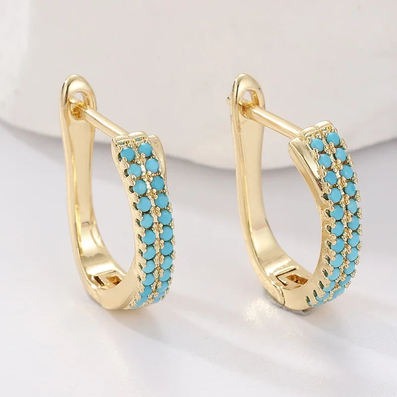 Blue Pavé Huggie Earrings