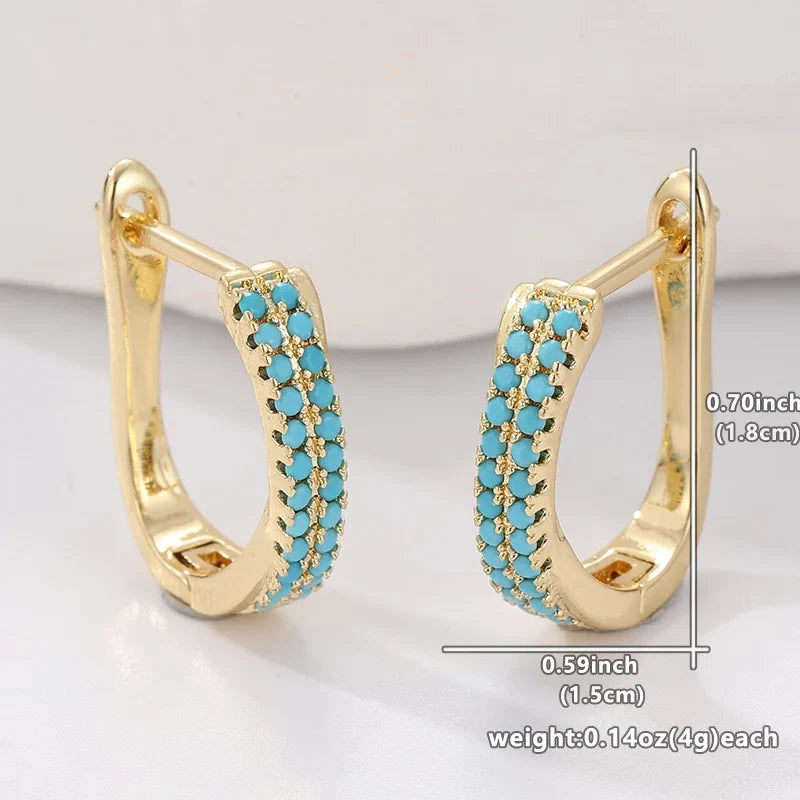 Blue Pavé Huggie Earrings