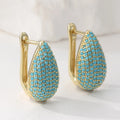 Blue Pavé Teardrop Hoop Earrings
