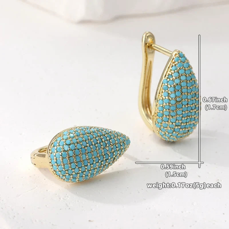 Blue Pavé Teardrop Hoop Earrings