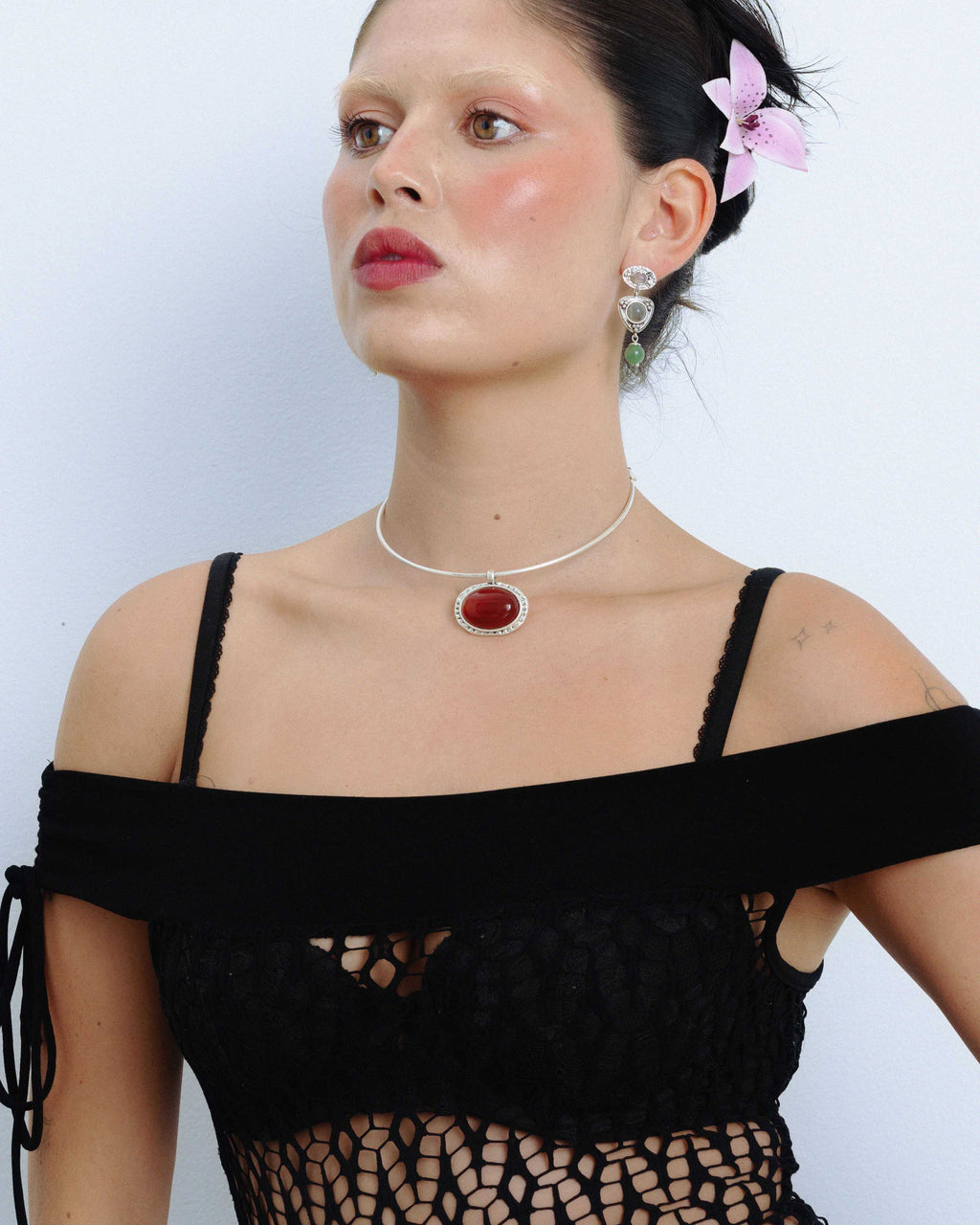 Red Stone Collar Necklace