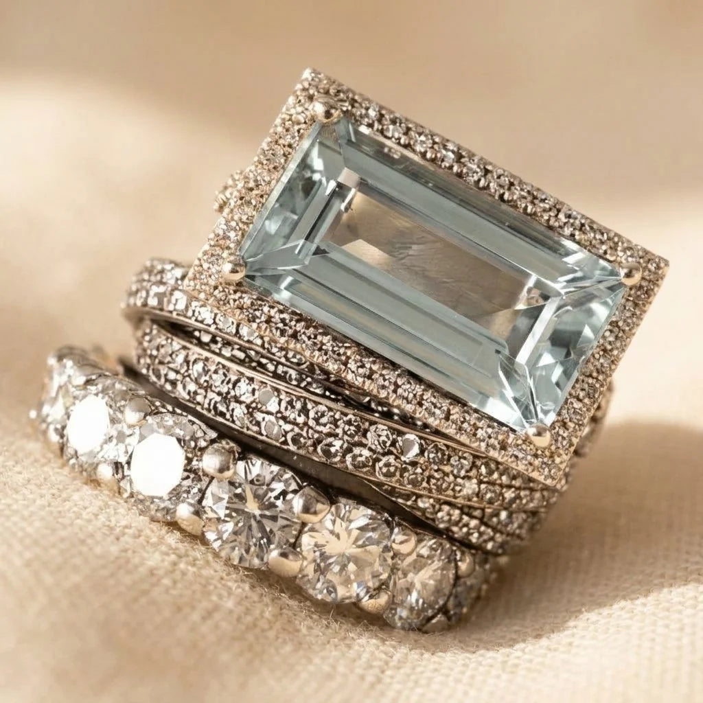 Vintage Blue Stone Rings Set