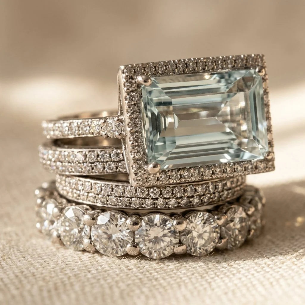 Vintage Blue Stone Rings Set