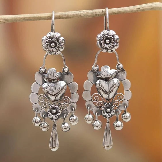 Vintage Floral Chandelier Earrings