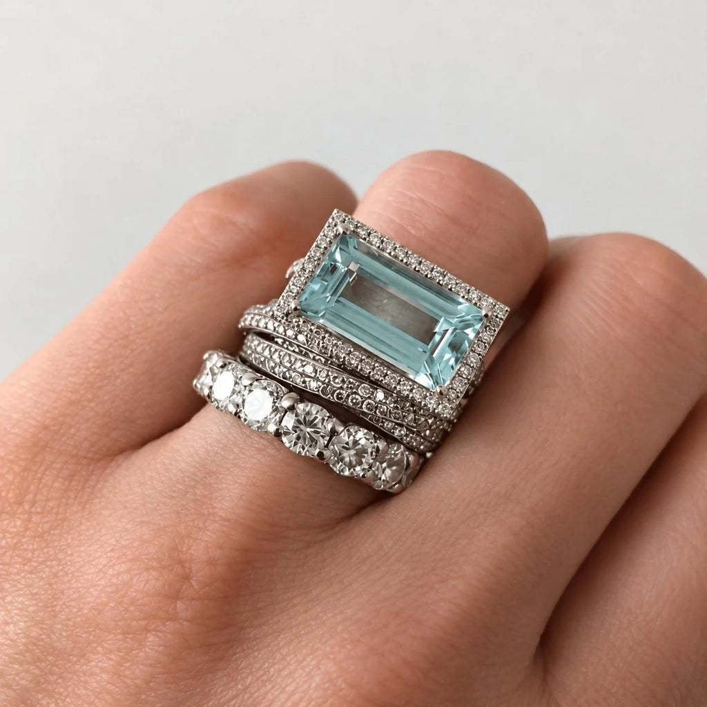 Vintage Blue Stone Stackable Rings