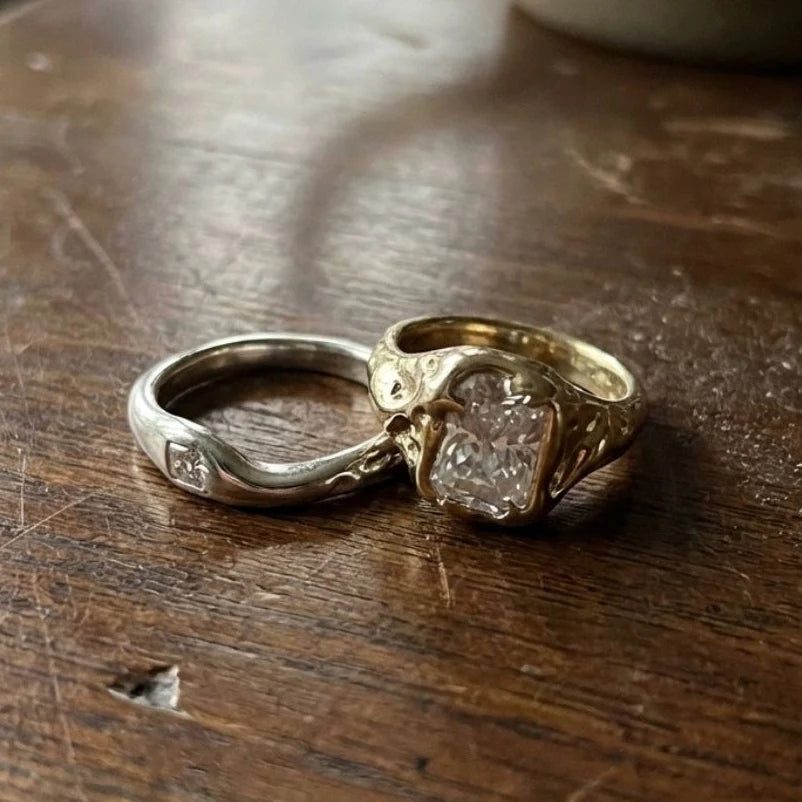 Two-Tone Stacked Rings Set