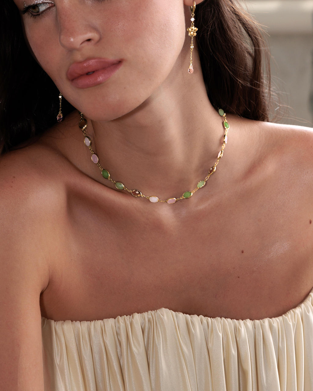 Pastel Stone Station Necklace