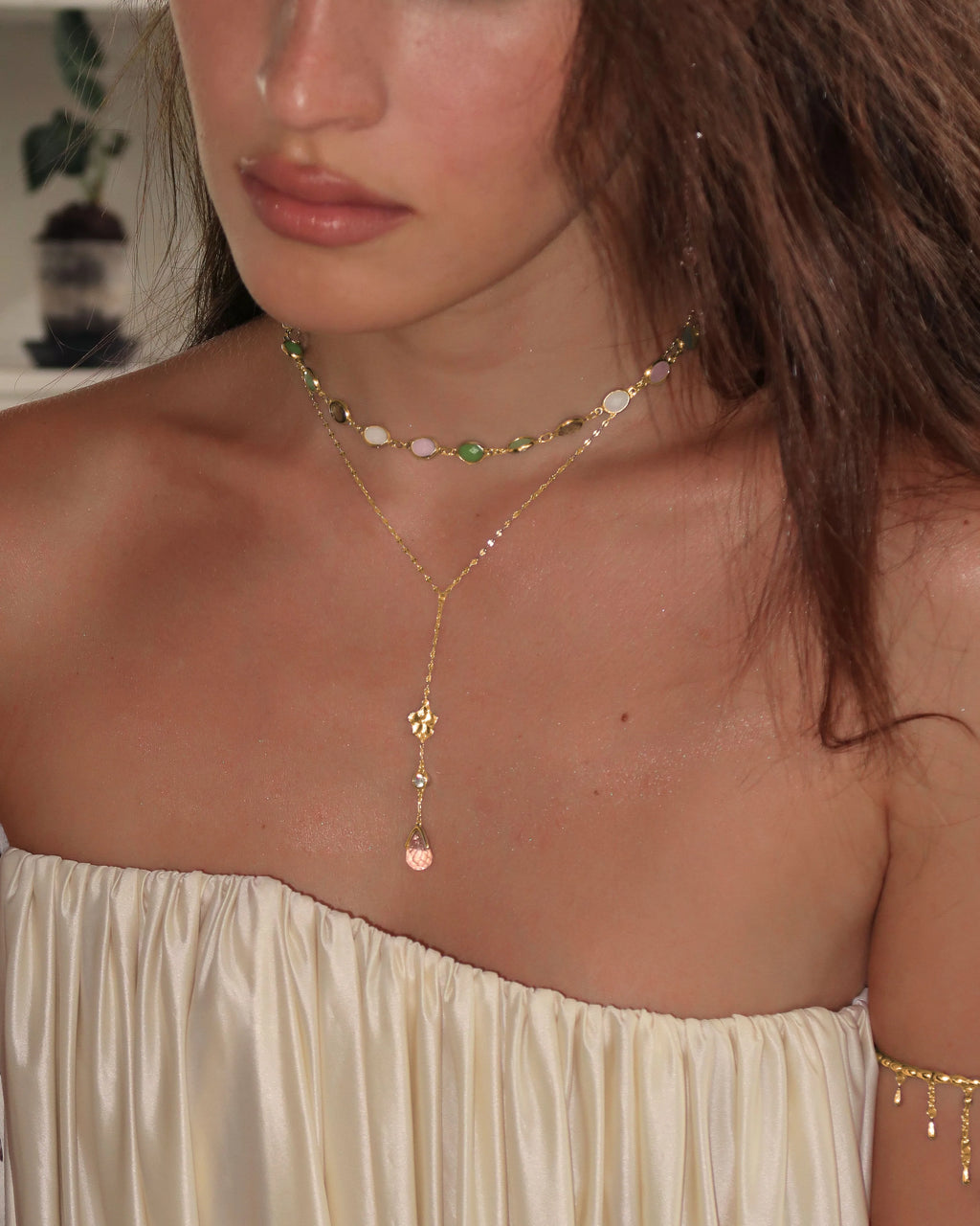 Pastel Stone Station Necklace