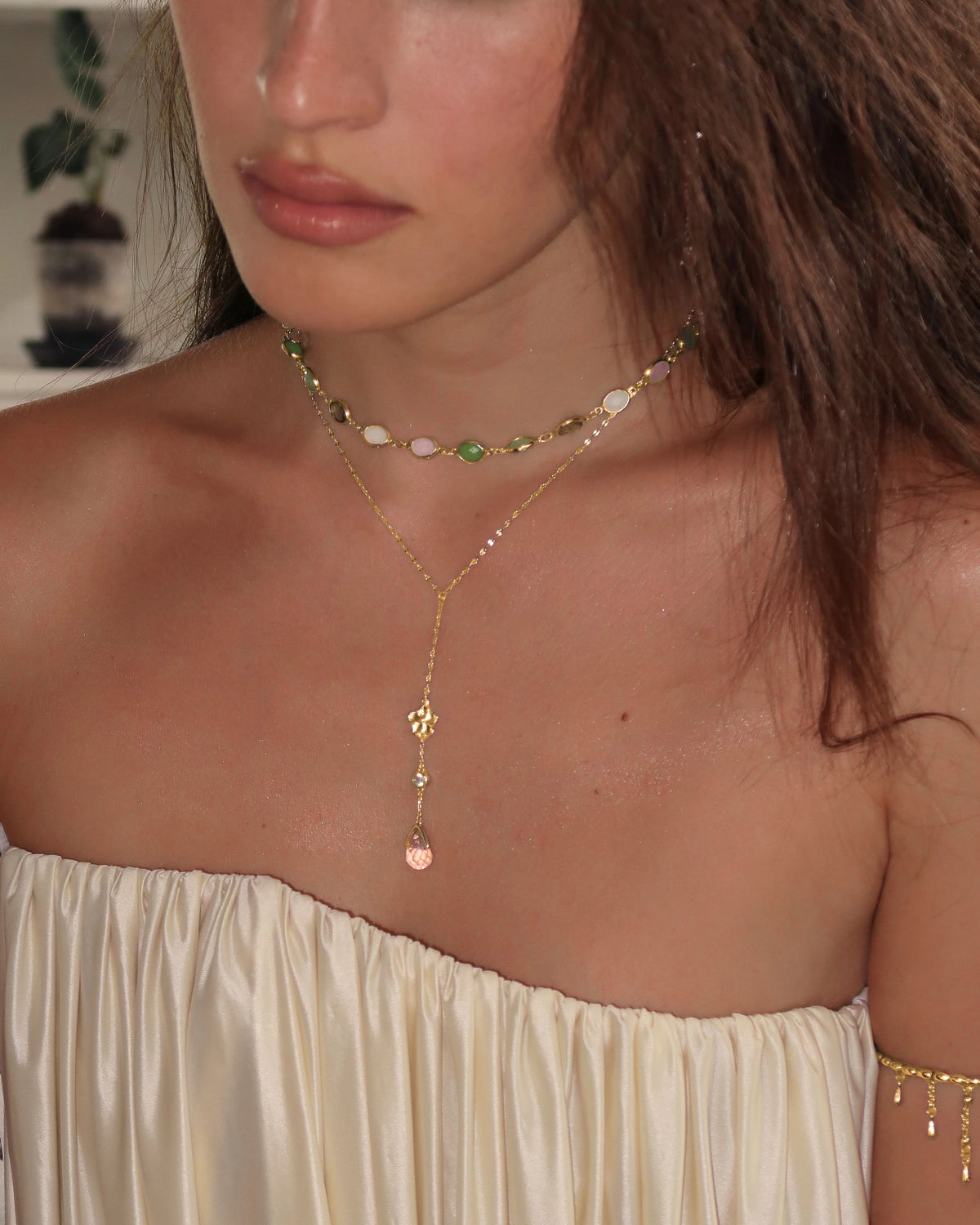 Pastel Stone Station Necklace