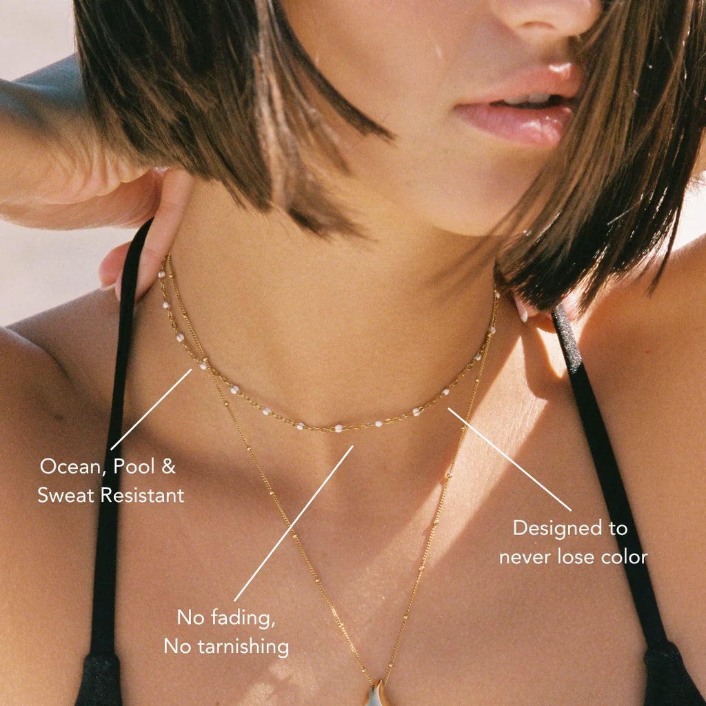 White Beaded Choker Necklace