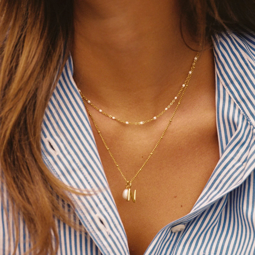 White Beaded Choker Necklace