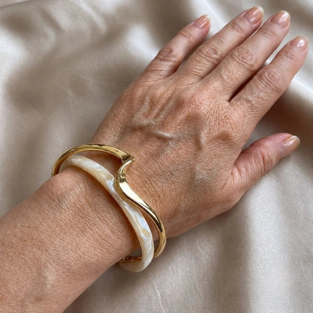 Iridescent Stone Bangle Bracelet